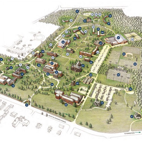 Drawing of Drew University campus grounds