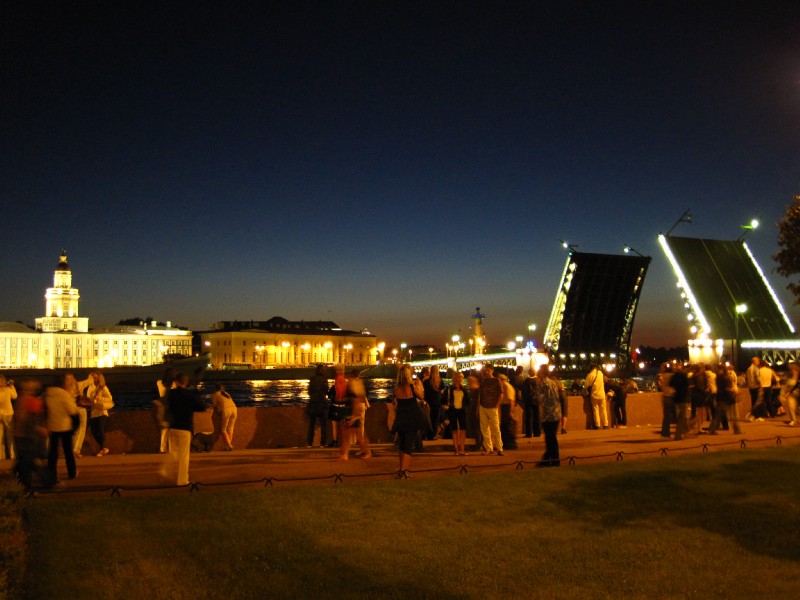 Raised bridge on the Neva River