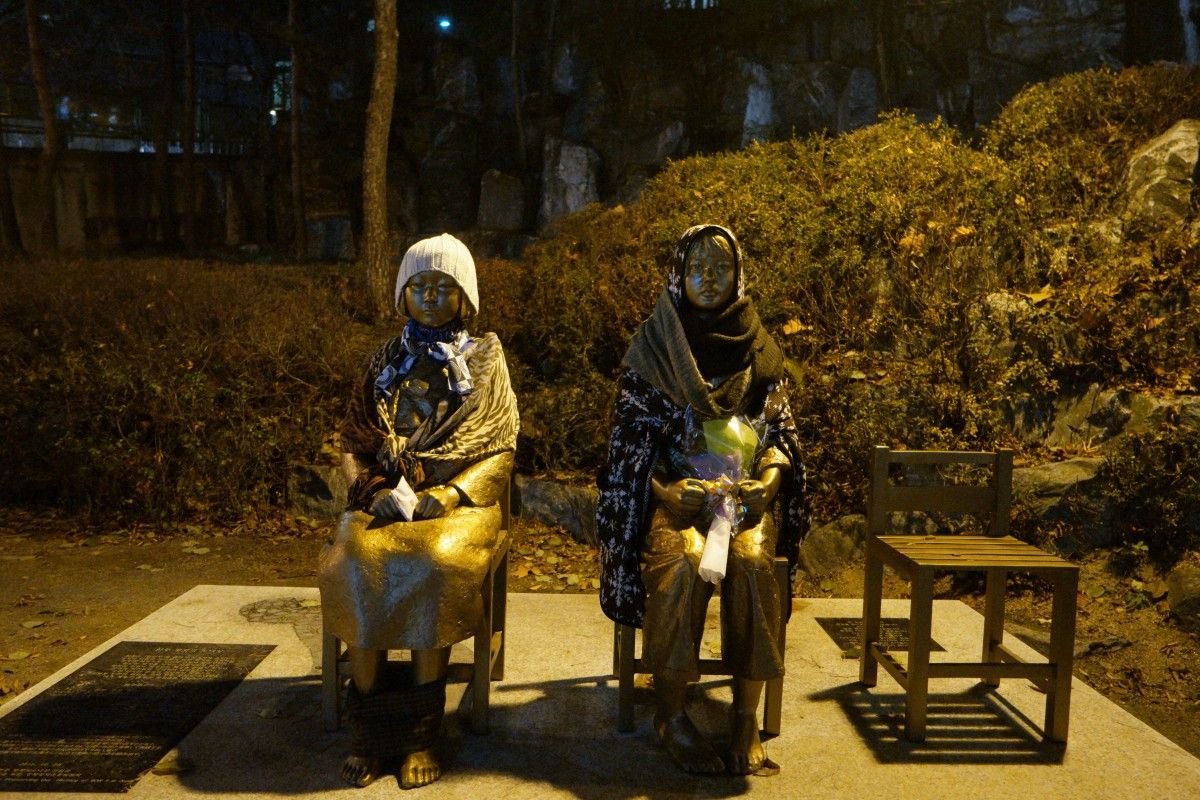 An image of statues commemorating the Korean Comfort Women