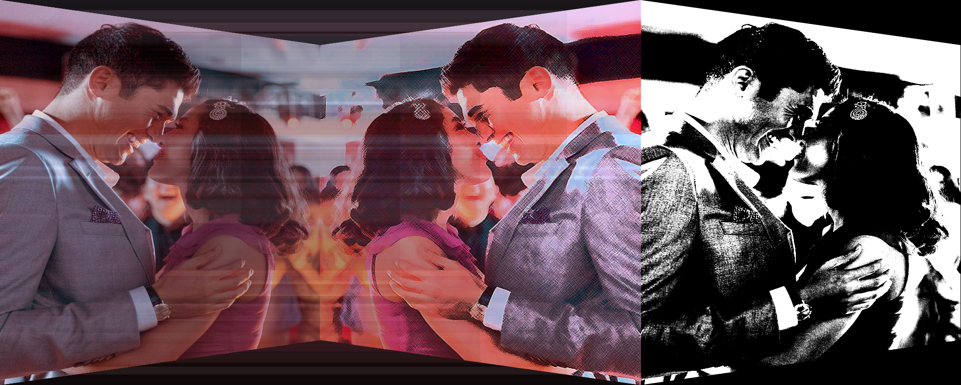 Edited image of Henry Golding and Constance Wu from "Crazy Rich Asians"