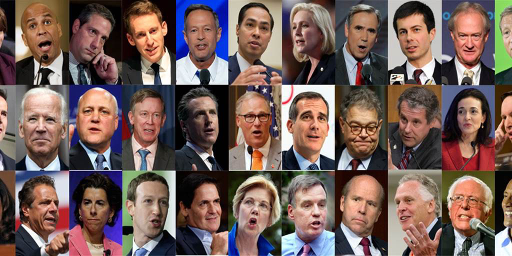 Image of every person even vaguely thought to be running for president in 2020