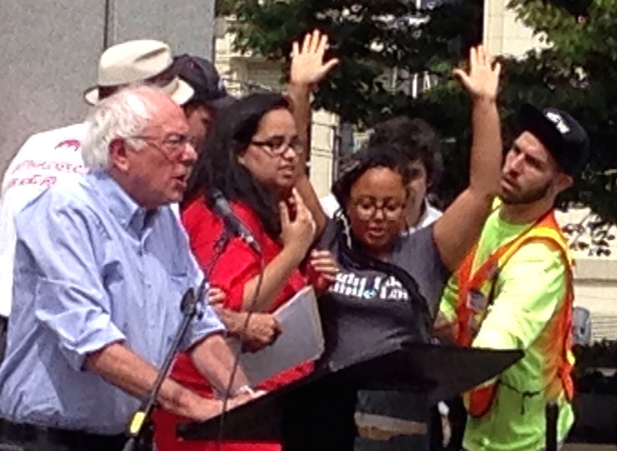 Picture of Bernie Sanders speaking at a rally