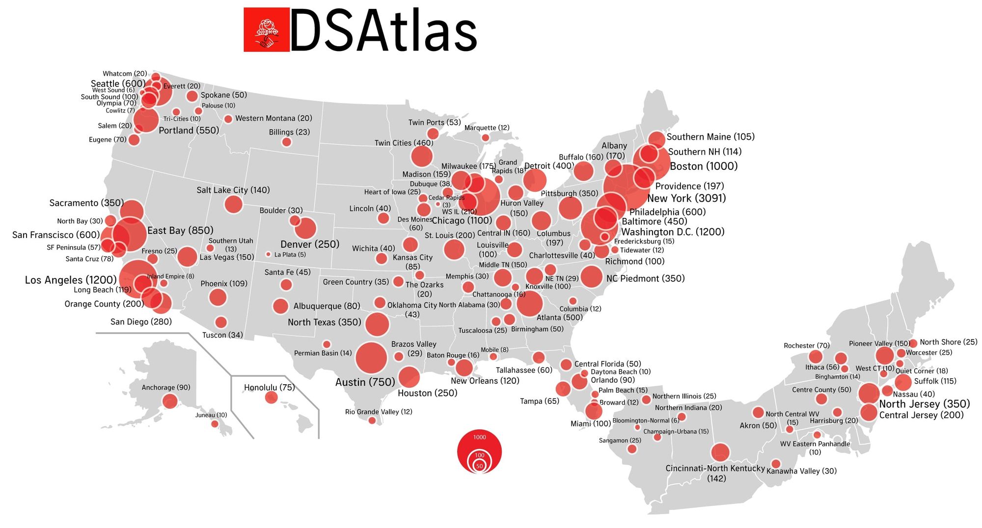 Screenshot of DSAtlas's map of DSA chapters