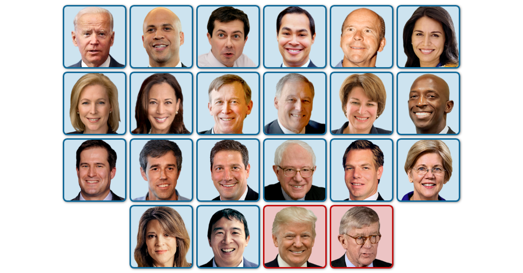 Image of many 2020 Democratic presidential candidates and some Republicans